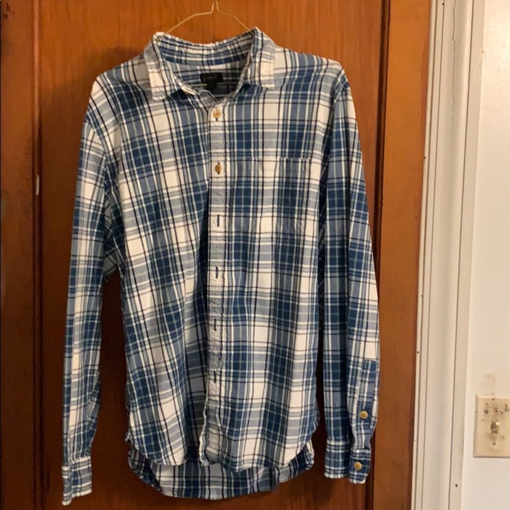 A blue button down shirt